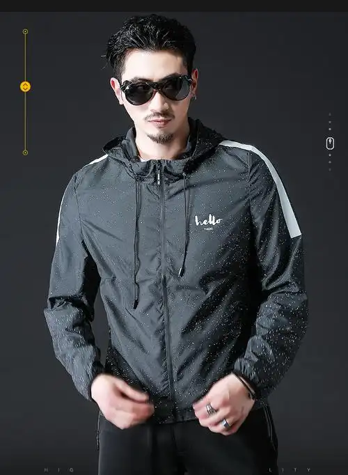 遇寇防晒衣男夏季户外运动超薄透气防紫外线韩版潮流个性连帽外套