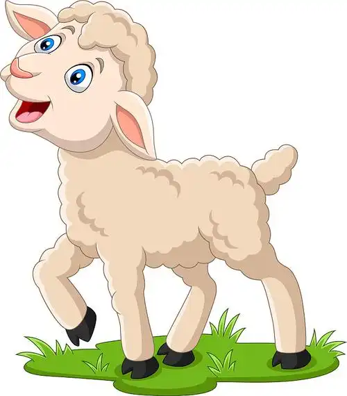 卡通快乐的小羊在草地上图片