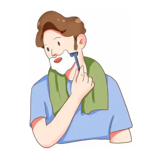 正在刮胡子的男人手绘插画2064379psd图片免抠素材