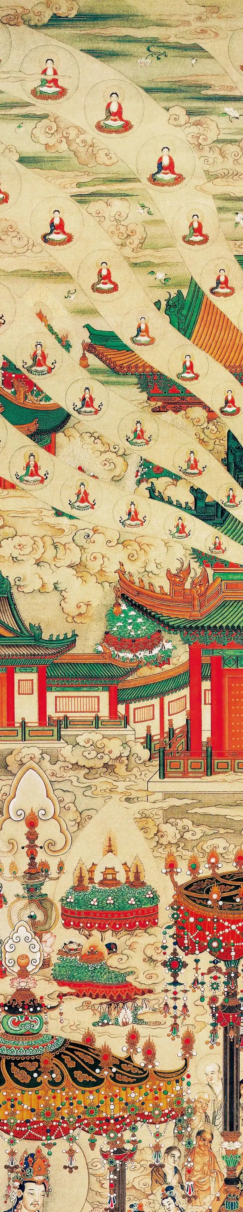 清代《极乐世界图》丁关鹏绘 台北故宫博物院藏