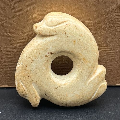 古玩玉器古董高古玉旧藏老气风化包浆鸡骨白红山文化把挂摆件