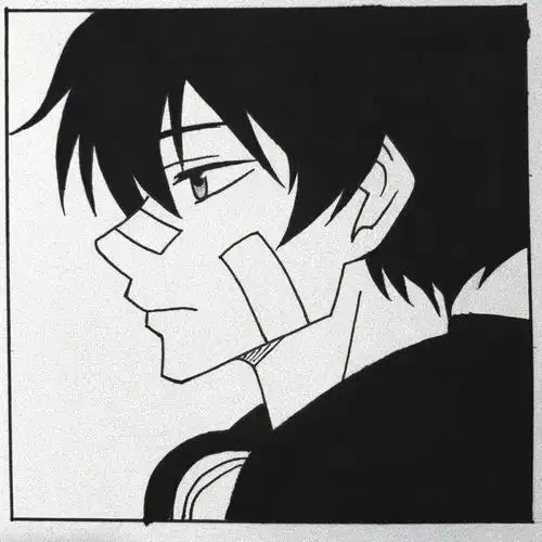 动漫男头黑白手绘