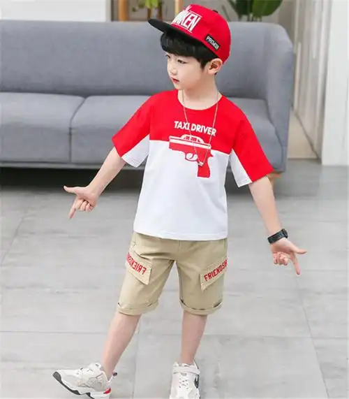 男童休闲套装夏装韩版2019新款学生男短袖两件套11岁儿童
