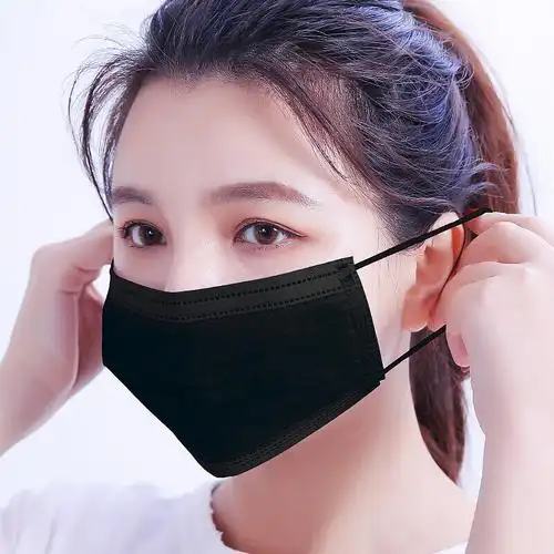 dxbg黑色一次性使用防尘口罩防飞沫透气成人男女防护口罩三层无纺布