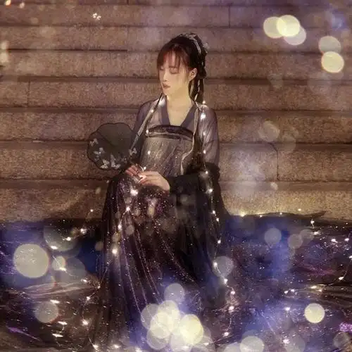 汉服女【汣渡】星空系列紫色齐胸襦裙北极星白菜整套夏季仙气古装