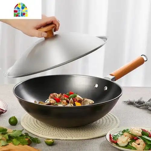 炒锅铁锅家用老式无涂层32cm手工传统铁锅炒菜锅燃气灶fenghou视频