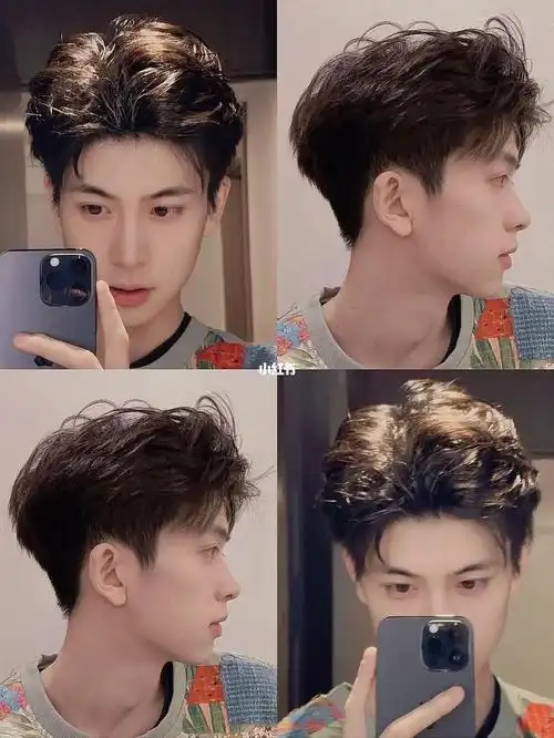男生烫发  #男士发型  #四六分发型  #今日发型  #发型分享  #圆脸