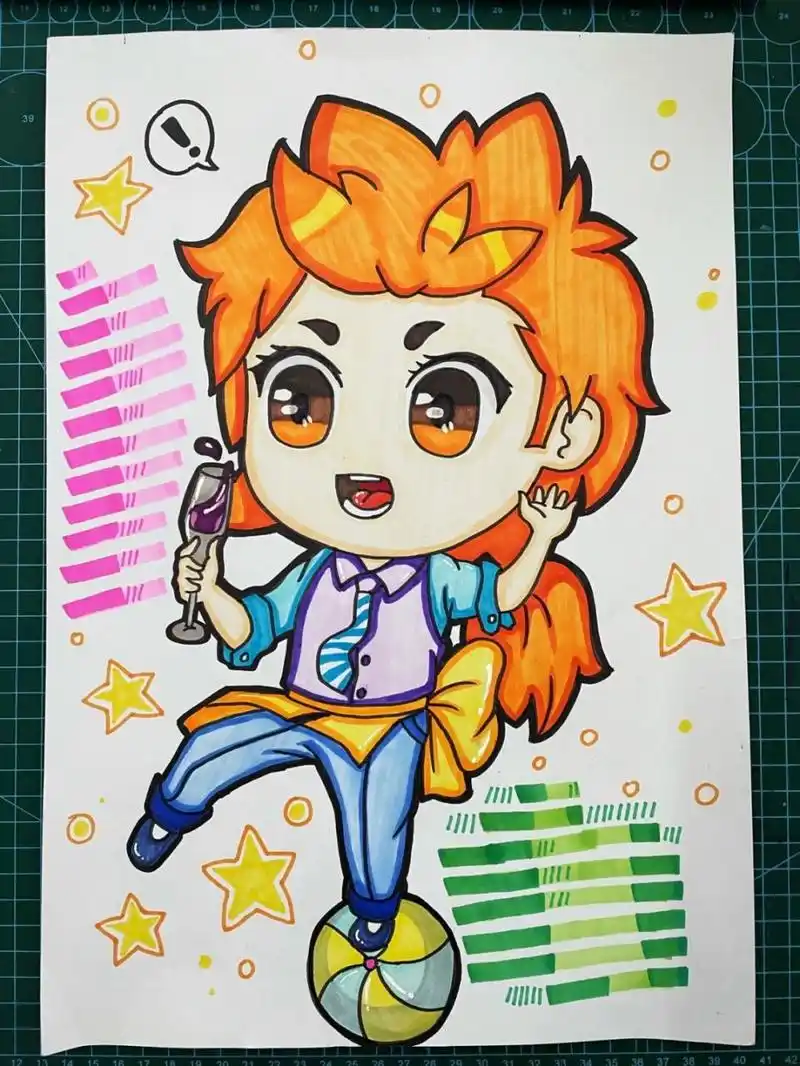 儿童画# #q版# 马克笔动漫人物,动漫男孩,卡通动漫人物,q版人镲