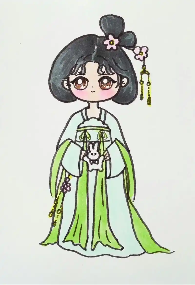 q版古风美女简笔画教程.一起来画q版古风美女#绘画 #简笔画 - 抖音