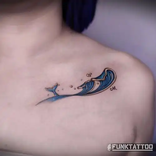 海浪鱼尾纹身