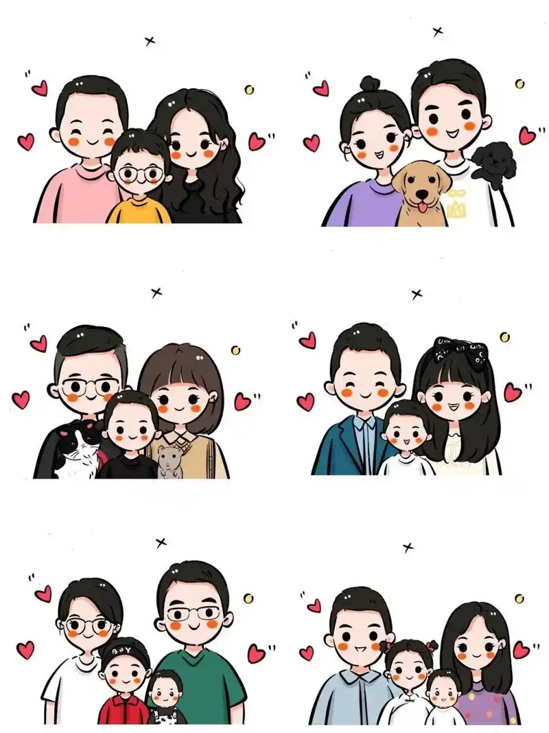 全家福简笔画头像可爱幸福一家人～萌萌哒 幸福的三口四口之家95