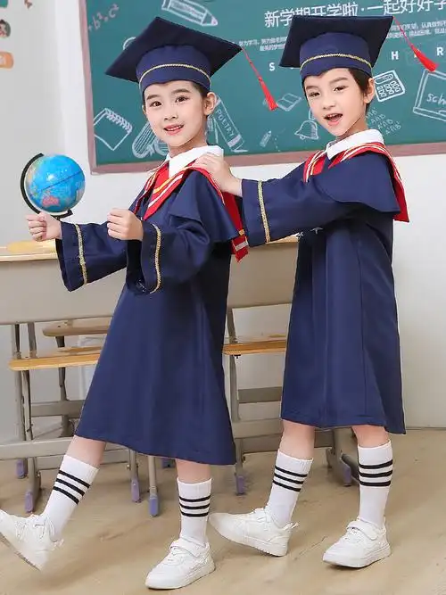 学士服 幼儿园博士服2022年夏儿童毕业照服装博士帽小学生毕业礼服