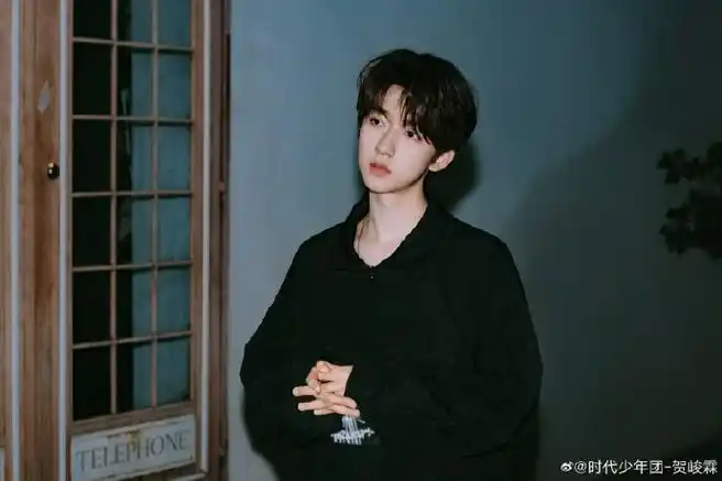 贺峻霖正脸vs侧脸#贺峻霖今日营业,眼神好霸气蓝色短t清爽帅气,惭颜