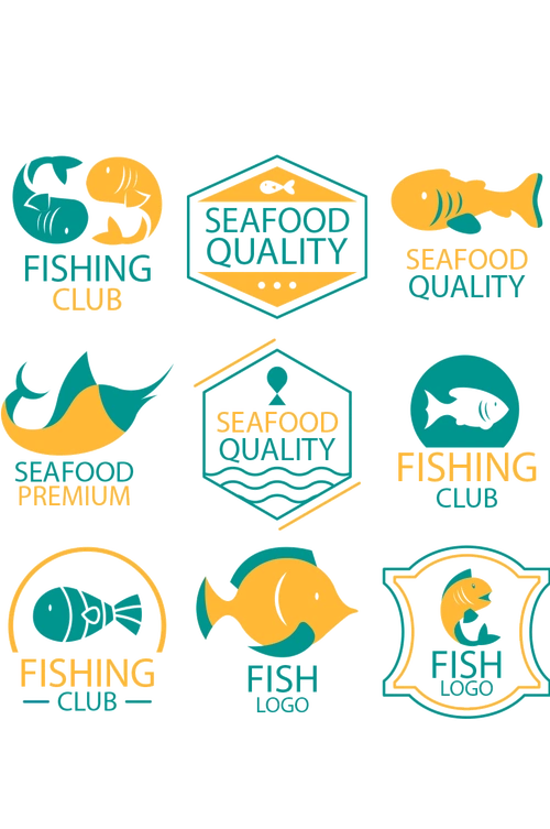 彩色鱼元素标志矢量素材