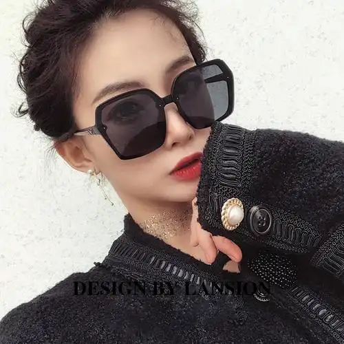 墨镜女 方脸 个性 明星同款_新款复古大框gm太阳眼镜大脸个性方形网红
