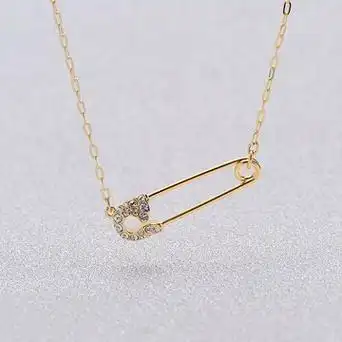 施家高版本金色回形针项链女施华洛元素水晶曲别针锁骨链厂家代发