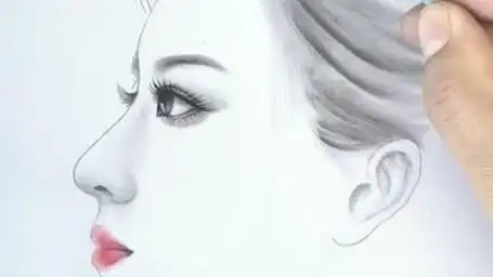 教你简单画侧脸美女   画像可以联系我#画画 #手绘 #素描 #人物肖像
