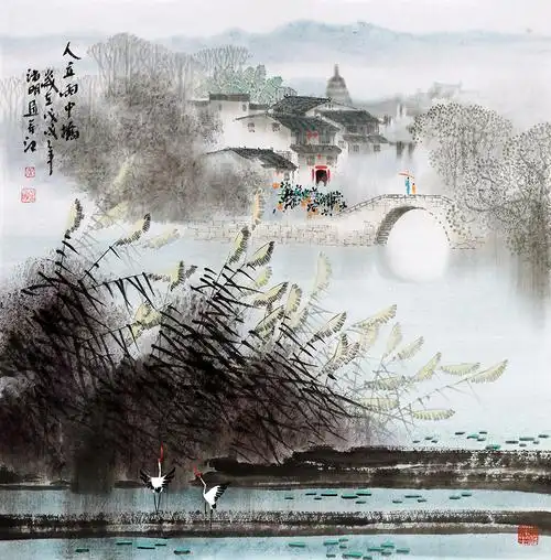 江南山水国画欣赏 手绘江南美景艺术独特