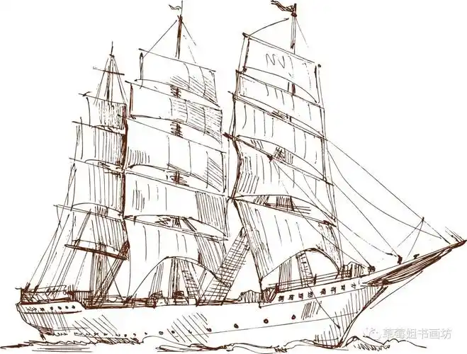 线描素材参考帆船素材参考4k画纸,油画棒,小号勾线笔,彩铅,马克笔.