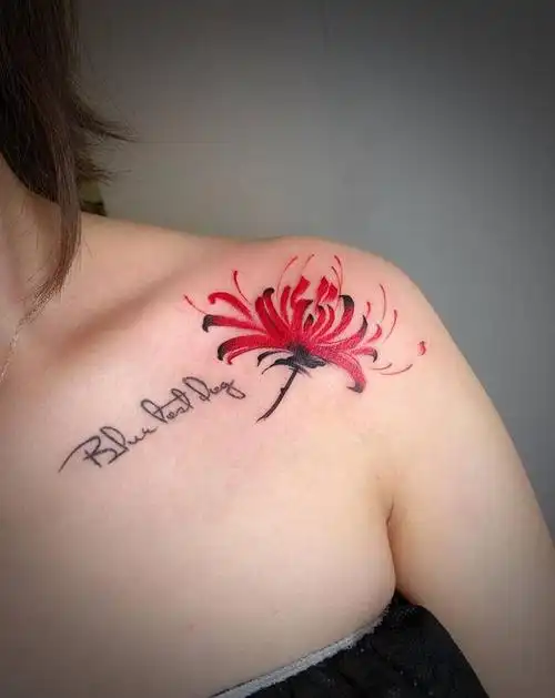 彼岸花纹身图片_肩部纹身图案