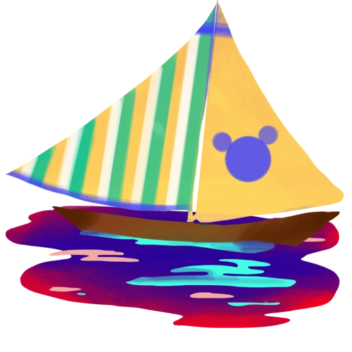 彩色水彩帆船小船插画图片