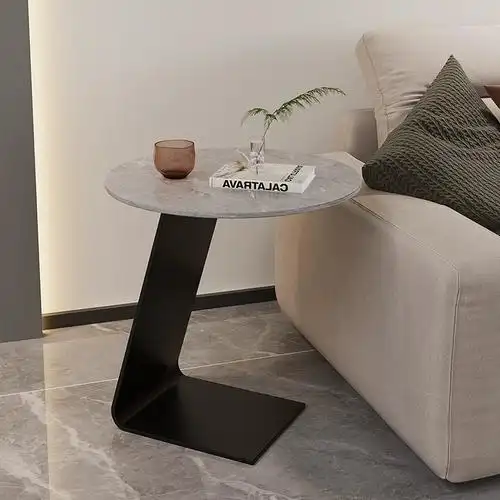 简约现代沙发边几轻奢岩板角几小户型茶几边桌床边柜创意休闲圆桌