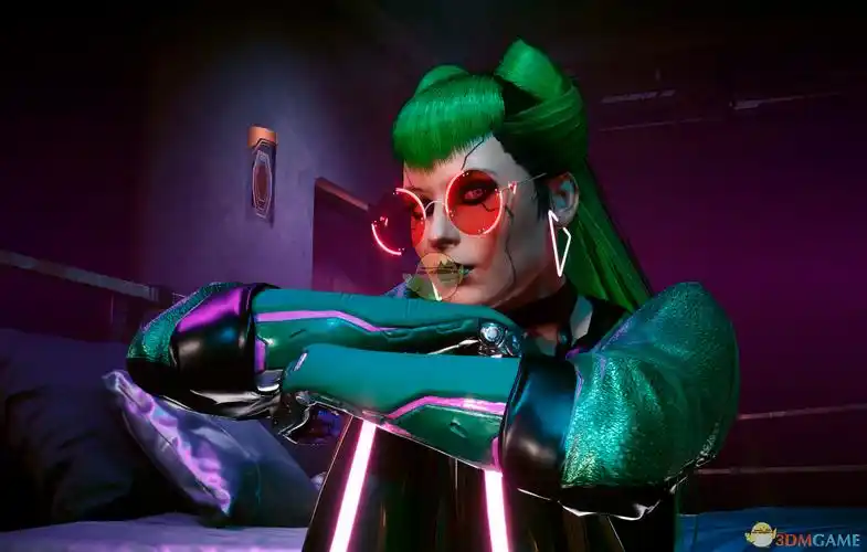 《赛博朋克2077》蓝白色卡哇伊的眼镜mod