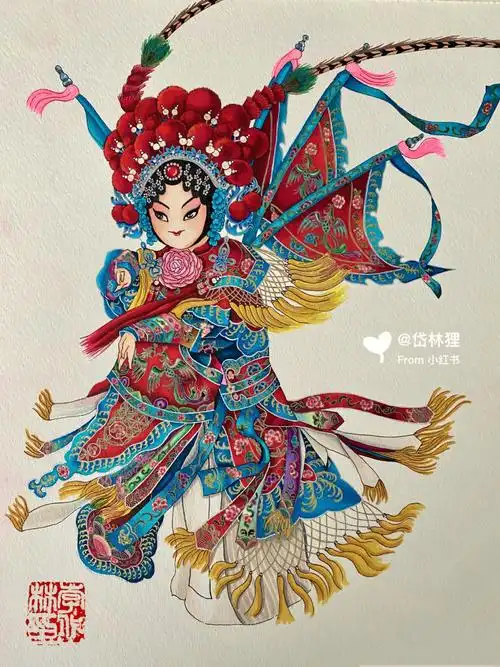 手绘京剧人物刀马旦