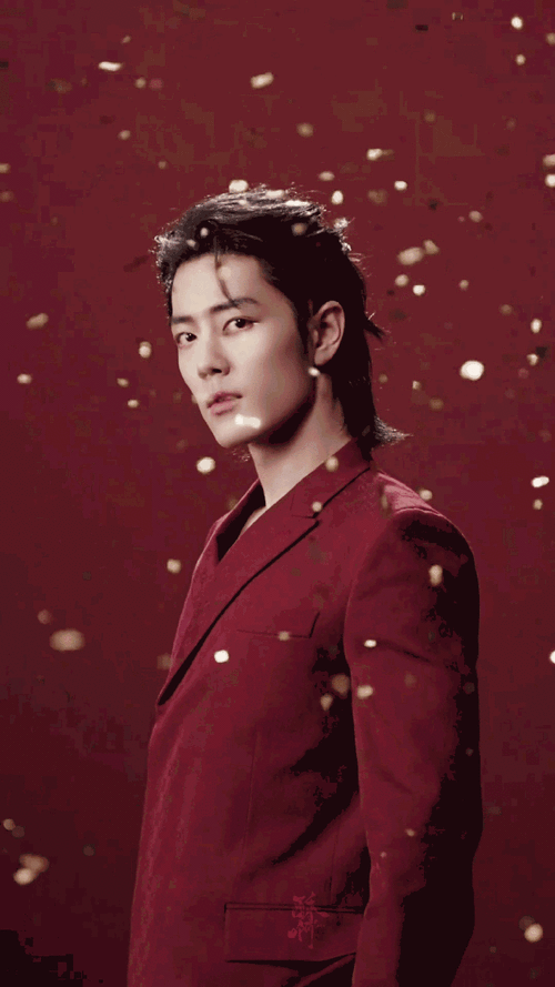 肖战红西装大背头##肖战