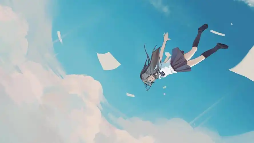 飞起来的小姐姐插画图片壁纸