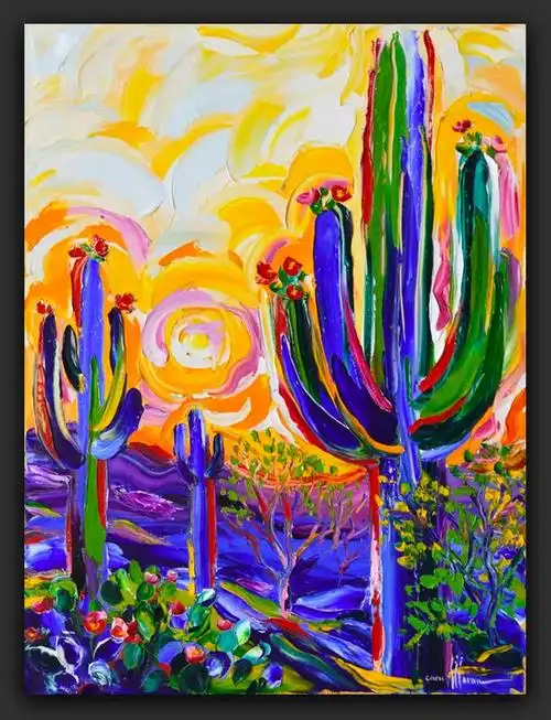 绘画|丙烯颜料风景画,厚厚的颜料堆积出大自然的缤纷色彩