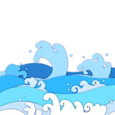 浪花png素材蓝色手绘卡通海浪浪潮海水海洋大海元素png素材蓝色手绘