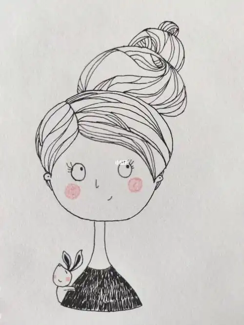 可爱女孩简笔画3