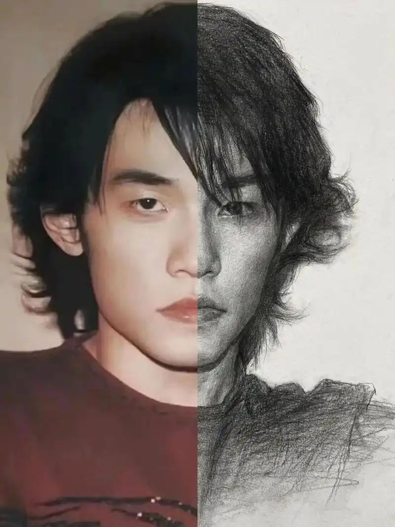 周杰伦素描步骤图 画个年轻周杰伦