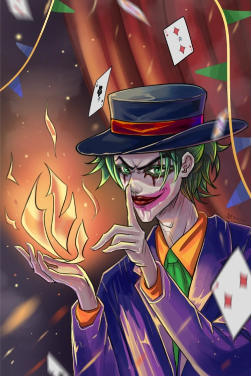 愚人节小丑joker卡通风竖版插画