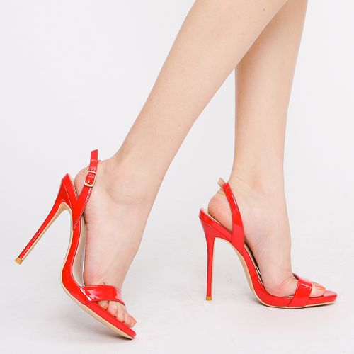 2021夏新款法式红色高跟凉鞋女细跟一字带12cm极简约百搭性感罗马