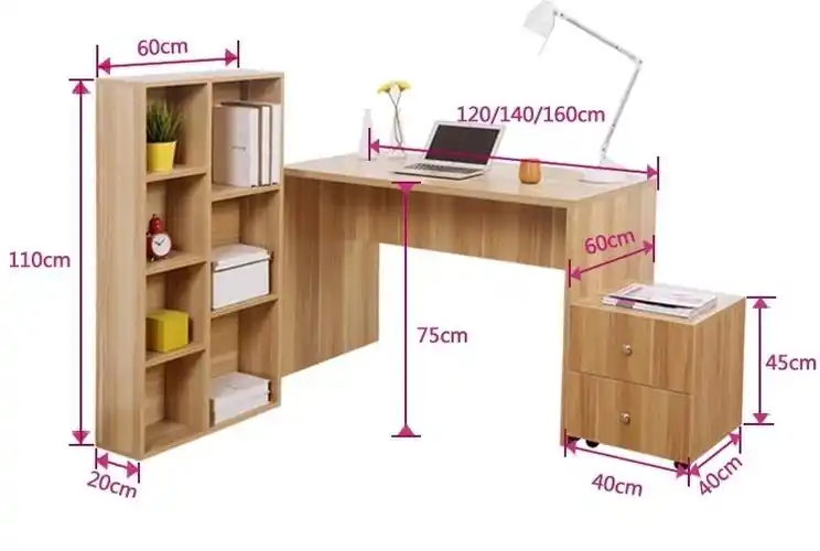 简约现代电脑桌简易书柜书房台式家用笔记本写字书桌书架抽屉组合_5折