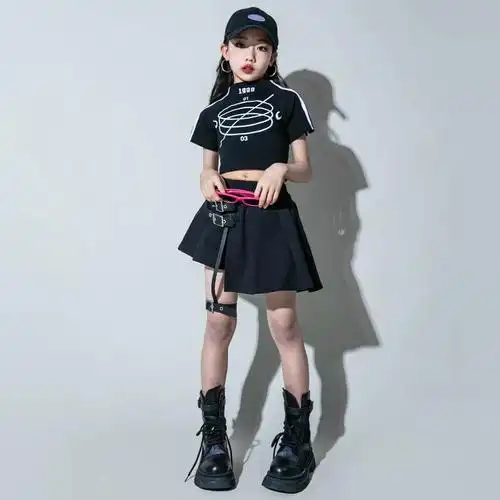 潮酷女孩jazz辣妹时装模特走秀潮服少儿街舞演出服爵士舞女童服装