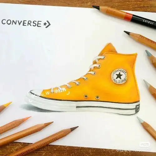 小鹿老师彩铅画画匡威鞋最后一张可关注