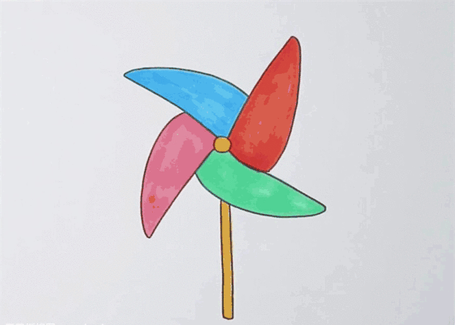简笔画草地风车