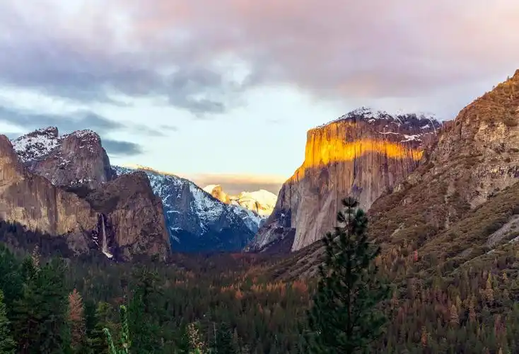 森林, 冰, 风景, 雄伟, 高山悬崖, 树木, 山谷, 山脉, 自然, 岩石