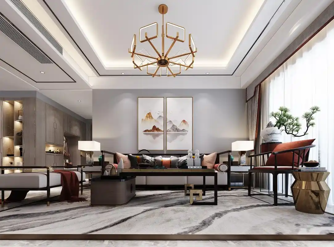 传统中式风格三室两厅两卫装修设计效果图 家装案例