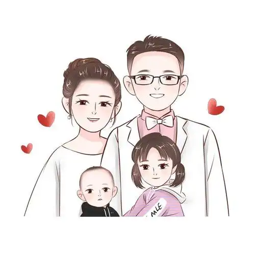 全家福手绘,一家三口,四口头像,多种风格