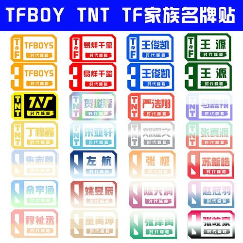 tfboys易烊千玺王俊凯tnt时代少年团宋亚轩刘耀文名牌贴姓名贴纸