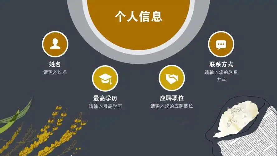 金黄麦穗农业个人简历/自我介绍ppt模版 - pptboss - ppt模板免费下载