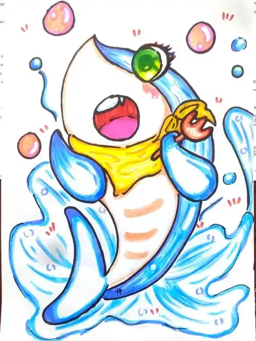 原创简笔画命题画鲨鱼