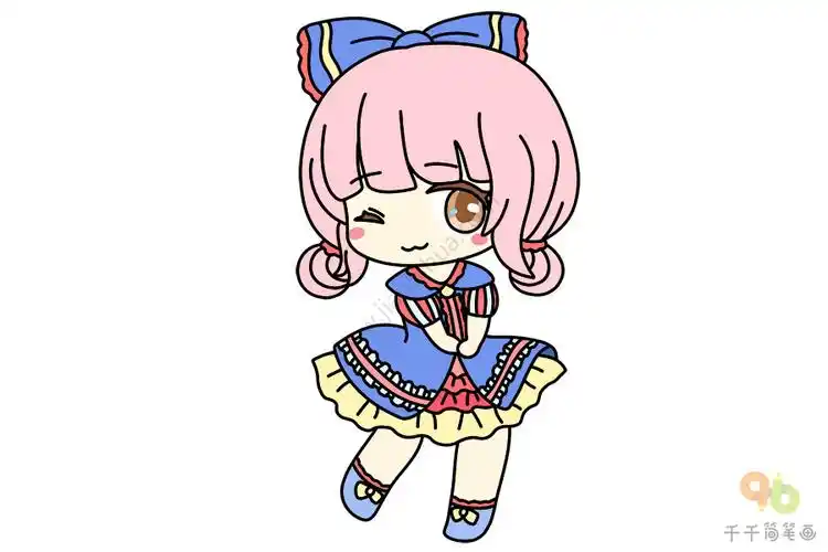 萌系二次元小女孩简笔画