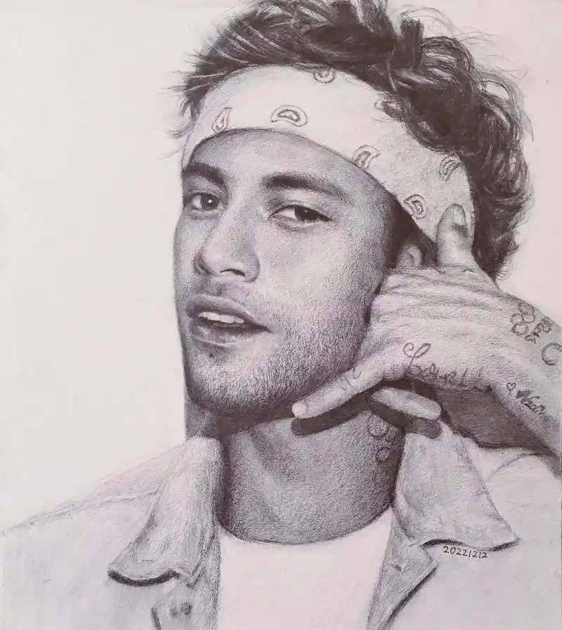 内马尔素描画像.#内马尔 #画画 #绘画 #美术生 #素描  - 抖音