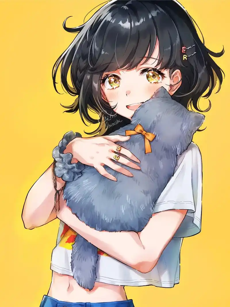 【插画欣赏】小可爱,要开心噢.p站画师:しんいし智歩 @お仕 - 抖音