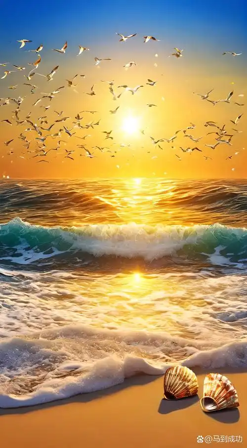 海浪轻拍着沙滩,夕阳下映照出无限温柔,此刻,只想与你共享这宁静的